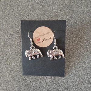 Elephant earrings, silver elephant earrings, cute elephant earrings, gift idea for girls, dangly elephant earrings, elephant lovers, animals