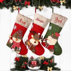 Personalized Christmas Stockings, Embroidered Christmas Stockings,3D Christmas Stockings, Custom Christmas Stockings, Large Stockings