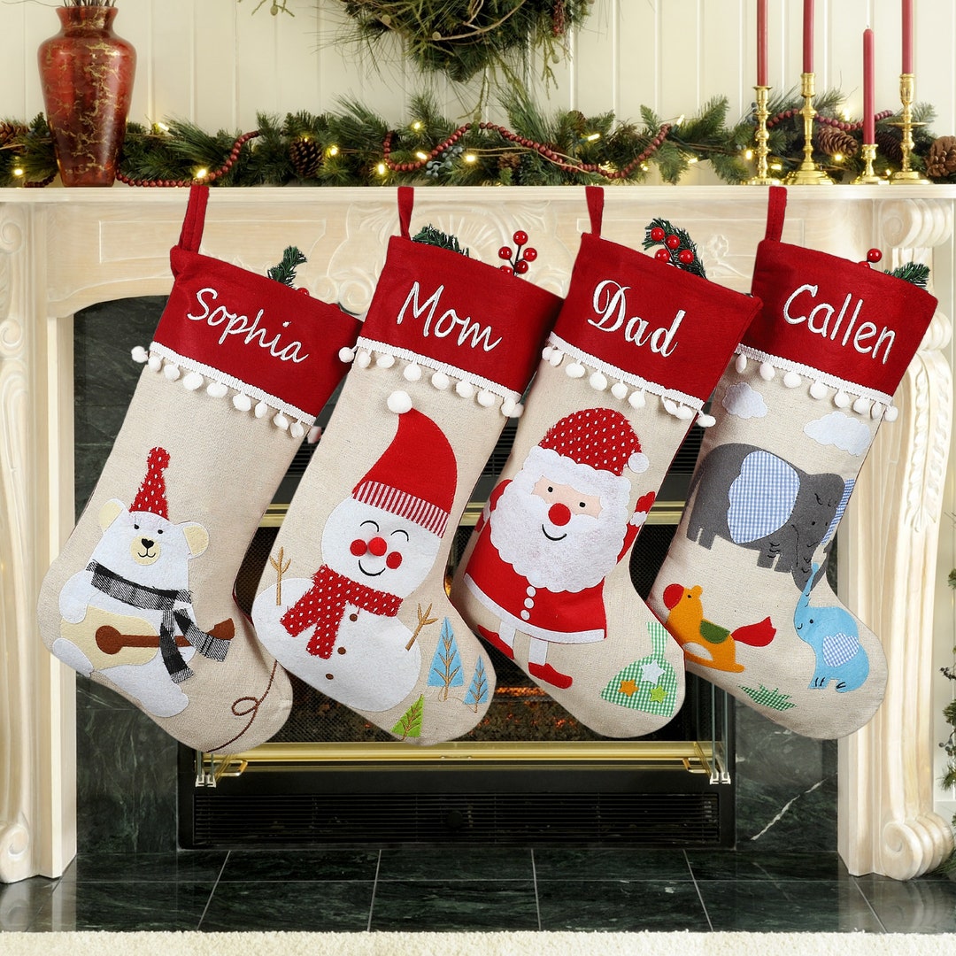 Personalized Christmas Stockingsname Embroidered Christmas Etsy
