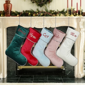 Personalized Velvet Christmas Stockings,Embroidered Name Stockings,Personalized Family Christmas Stockings,Holiday Stockings,Christmas Gift