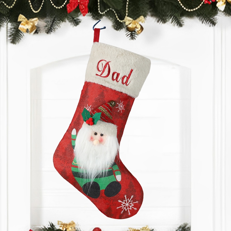 Personalized Christmas Stockings,Name Embroidered Christmas Stockings,3D Cartoon Character Christmas stockings,Family Christmas Stockings Santa Claus