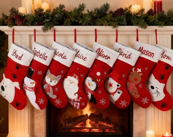 2025 Familie Weihnachtsstrümpfe, Weihnachten ， mit Namen, Urlaub Dekoration Geschenk, Weihnachten Familiengeschenk, Cartoon Socken ， Weihnachtsgeschenke