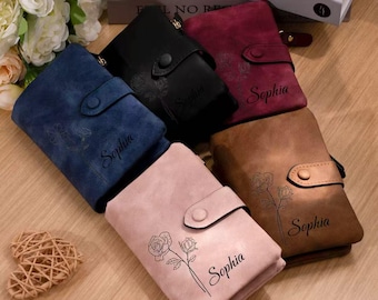 Personalized customized wallets, souvenirs, bridesmaid gifts, girls' birthday gifts,Gifts for Mom,Birthday Flower Ladies Wallet