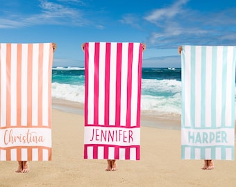 Embroidered Beach Towel with name, Personalized pool towel, graduation gift,gift for sendoff, gift for colleague，Swimming towel, ForVacation