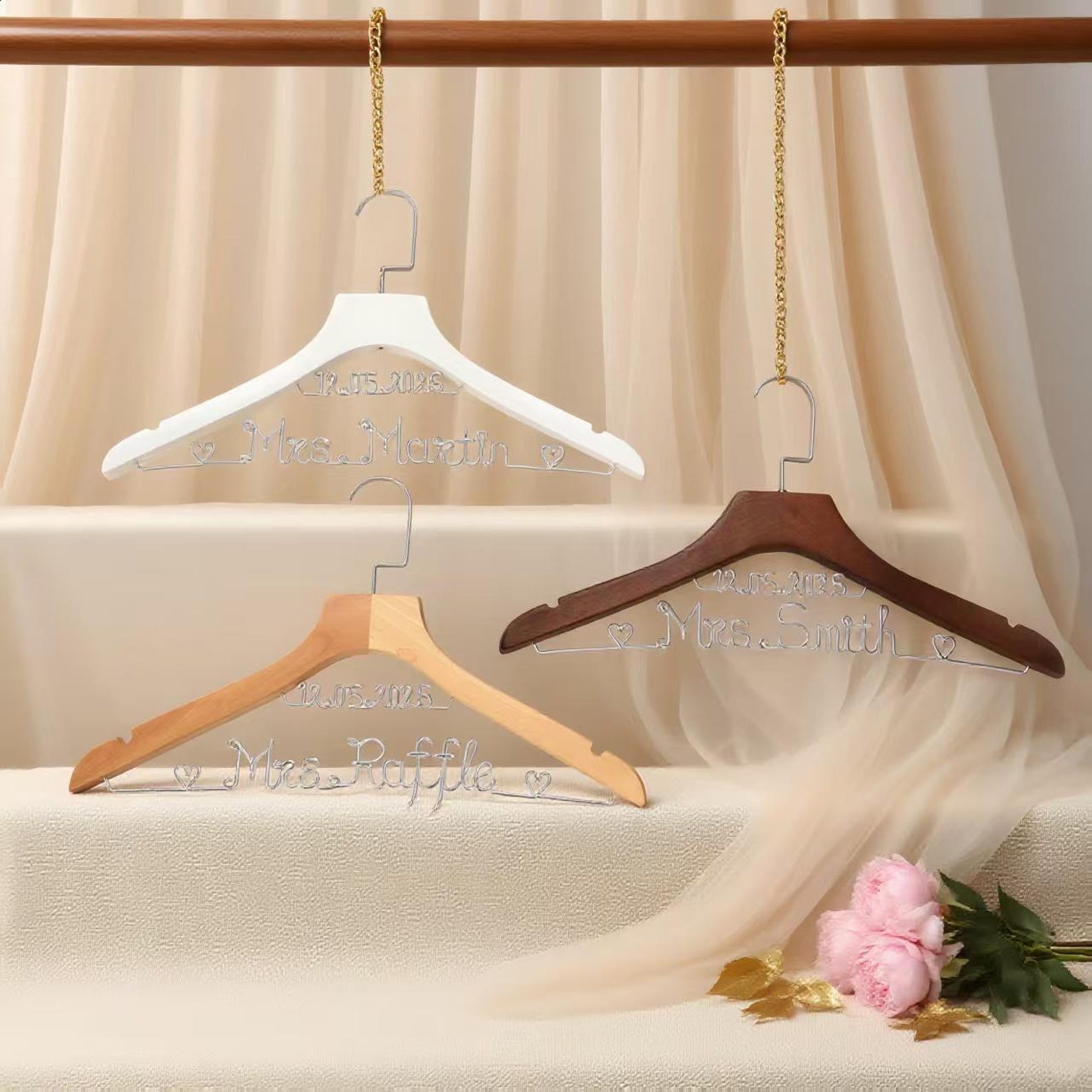 Bride Hanger,Bridesmaid Gift,Wedding Hanger,Personalized Hanger, Wedding Custom Hanger,Dress Hanger. Wedding Gifts, Mrs Hanger,Souvenirs - White & Sliver, A