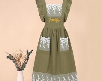 Custom Hand-embroidered apron,Apron for Women Spiritual,Aprons Clever,Personalized Grilling Apron,Cooking Apron,Hostess Gift,Mom's gift