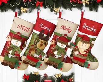 Personalized Christmas Stockings,3D Santa Claus,Snowman,Elk Christmas Stockings,Embroidered Christmas Stockings,Family Christmas Stockings