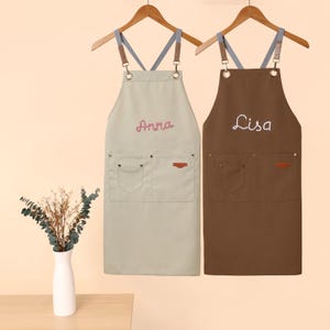 Custom Kitchen Apron,Barbecue Apron,Personalized Hand-Embroidered Apron,Name Apron,Garden Apron,Workshop Apron, Gift Hostess, Canvas Apron