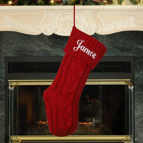 4 Personalisierte Weihnachtsstrümpfe Mit Beleuchtung - Große Handgestrickte Weihnachtssocken