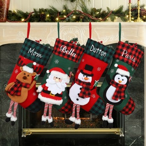 Personalized Christmas Stockings,Name Embroidered Christmas Stockings,3D Cartoon Character Christmas stockings,Family Christmas Stockings