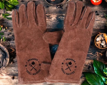 Free Custom Logo Leather grill mitts personalized, custom cooking mitts with logo, grill gloves for BBQ lover, Unique gift for chef, husband