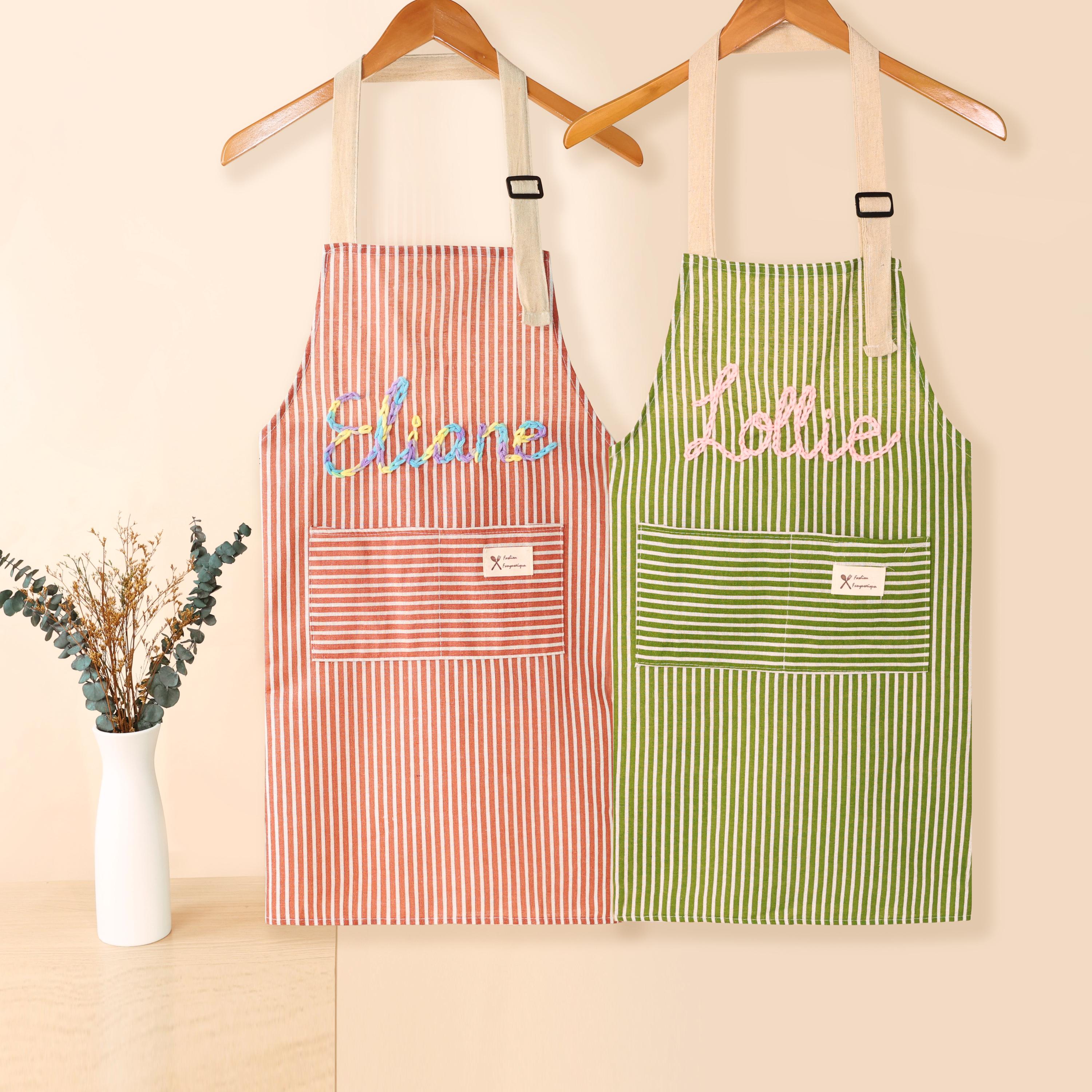 Personalized Hand-Embroidered  Apron,Personalized Apron, Kitchen Apron, Custom Cooking Apron with Pocket,Gift for mom,Mother's day gift