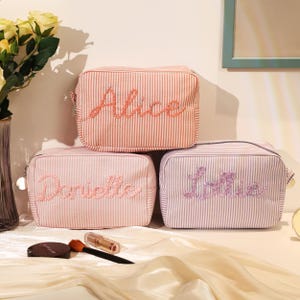 Personalisierte Make-up-Tasche, personalisierte handbestickte Make-up-Tasche, Geschenk für Muttertag, Geschenk für Mutter