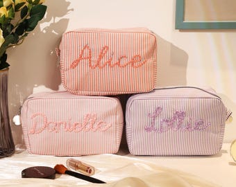 Personalized Makeup Bag,Personalized Hand-Embroidered Makeup Bag,Gift for Mother&#39;s day , Gift for mom
