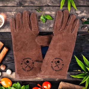 Free Custom Logo Leather grill mitts personalized, custom cooking mitts with logo, grill gloves for BBQ lover, Unique gift for chef, husband