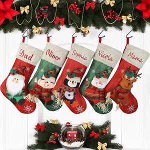 Personalized Christmas Stockings,Name Embroidered Christmas Stockings,3D Cartoon Character Christmas stockings,Family Christmas Stockings imagem 1