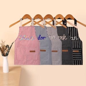 Personalized Kid Customizable Embroidery Apron,Custom Cooking Apron with Pocket, , Adjustable Children Apron,Girls Boys Custom Toddler Apron