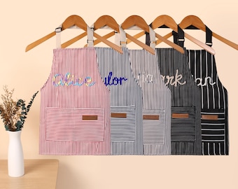 Personalized Kid Customizable Embroidery Apron,Custom Cooking Apron with Pocket, , Adjustable Children Apron,Girls Boys Custom Toddler Apron