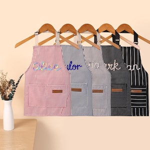 Personalized Kid Customizable Embroidery Apron,Custom Cooking Apron with Pocket, Adjustable Children Apron,Girls Boys Custom Toddler Apron