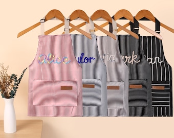 Personalized Kid Customizable Embroidery Apron,Custom Cooking Apron with Pocket, Adjustable Children Apron,Girls Boys Custom Toddler Apron