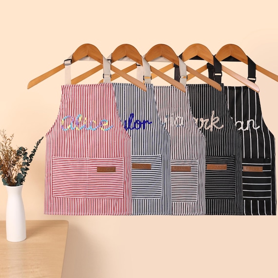 Personalized Kid Customizable Embroidery Apron,Custom Cooking Apron with Pocket, Adjustable Children Apron,Girls Boys Custom Toddler Apron