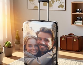 Personalized Photo Luggage Cover, Travel Luggage Cover, Vacation Gift, Honeymoon Gift, Elastic Luggage Protective Cover, suitcase cover