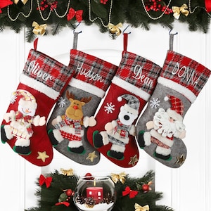 Personalized Christmas Stockings,Name Embroidered Christmas Stockings,Christmas Candy Decorated Stockings,Family Christmas Stockings