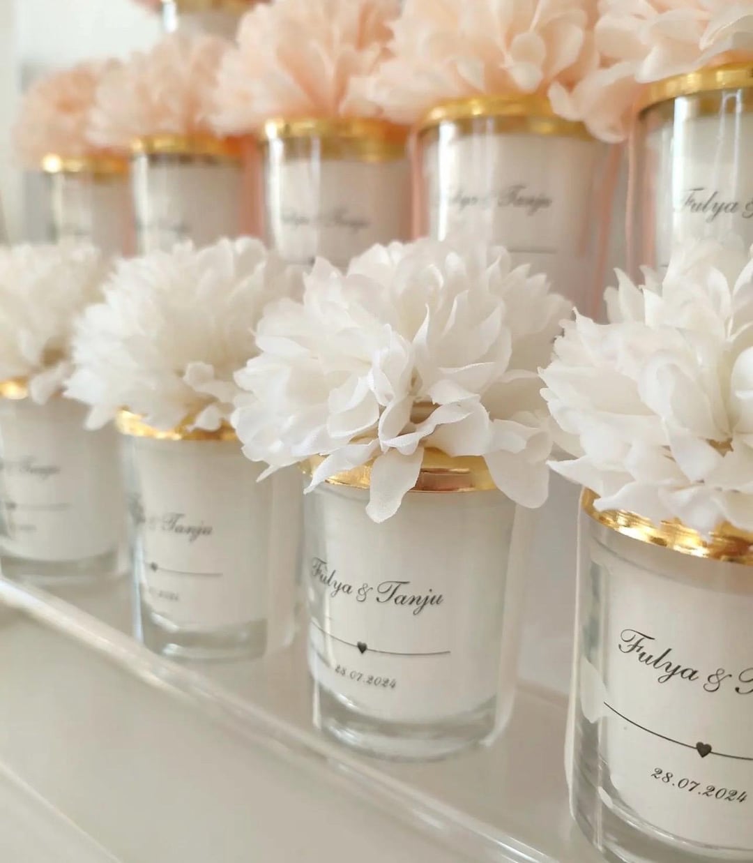 Personalized Wedding Candle Favors: Custom Name Glass Candles - Etsy