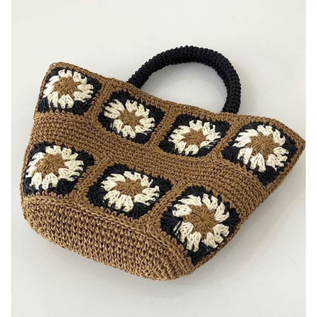 Women's Straw Beach Tote Bag With Lace Bow - Handmade Natural Bamboo Handle Tote