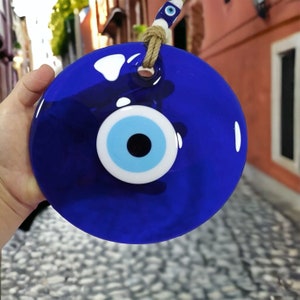 Huge Dark Blue Evil Eye,Wall Decor,Baby Shower Favors,Baby Girl Favors,Protection Gifts,Bridal Shower Gifts,Fused Glass,Gift for Mothers day