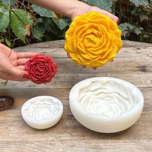 Molde de vela romântico peônia Molde 3D Silicone, Molde de vela perfumada Molde, Molde de peônia perfumada, Molde de vela grande peônia, Vela de flor de peônia