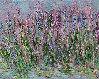 Tableau Peinture acrylique Fleurs "Poésie florale" sur toile de coton, peinture originale 24 cm × 33 cm
