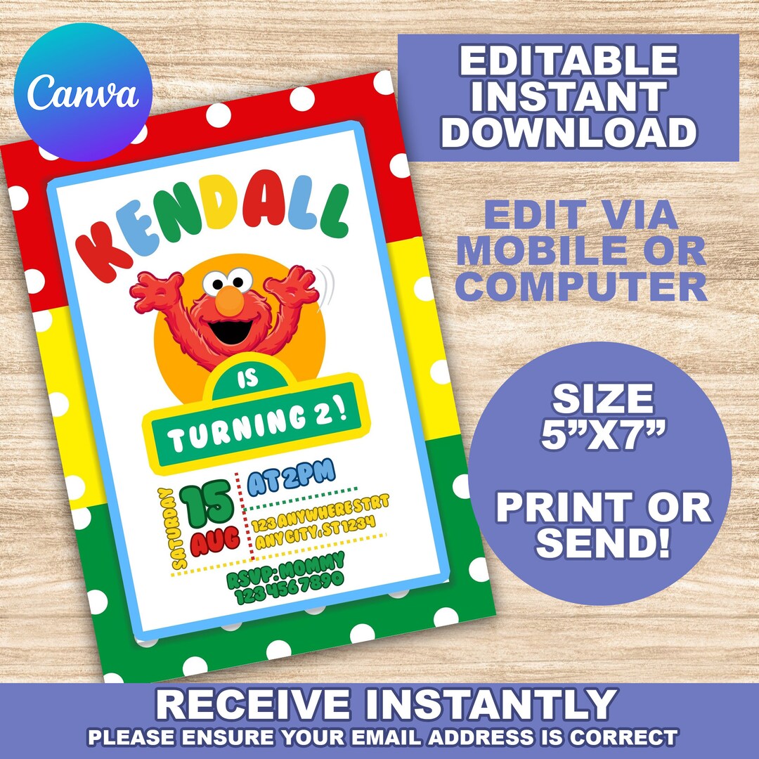 Editable Birthday Invitation-elmo Birthday Invitation-printable for ...