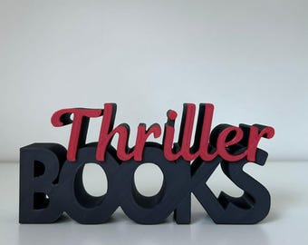 Thriller Books Word Art STL | 3D Printed BookTok Shelf Decor (Digital File)