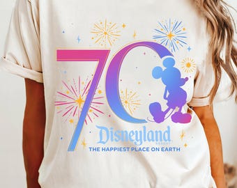70Th Anniversary Disneyland Resort 1955 Happiest Place On Earth Mickey Mouse  Platinum Celebration Shirt, Disneyland Family Trip Matching