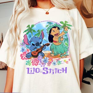 chemise vintage Lilo et Stitch Hawaii de l'an 2000, t-shirt Disney Ohana signifie famille, t-shirt de vacances pastel mignon, tenue de voyage assortie pour la famille Disneyland
