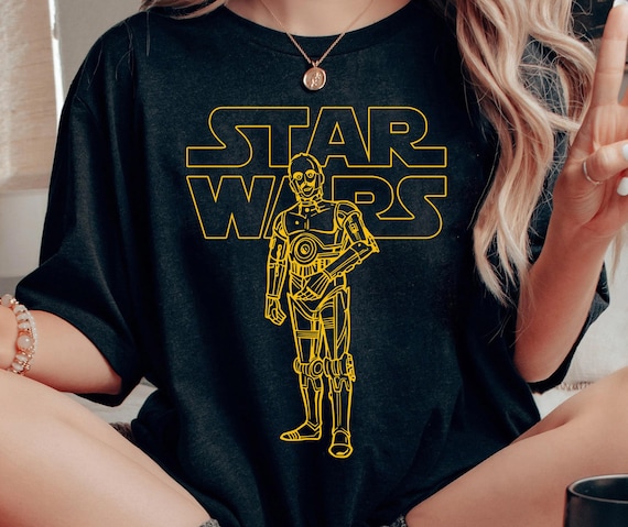 Vintage Star Wars Sketch C-3PO Minimalist Comfort Colors Shirt, Star Wars Droid T-shirt, Hollywood Studios, Galaxy's Edge, Walt Disney World