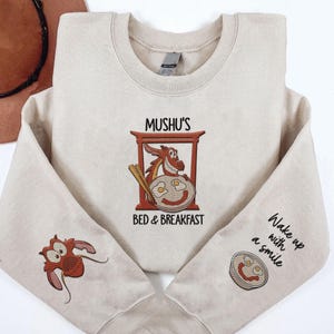 Embroidered Disney Mulan Princess Mushu&#39;s Bed And Breakfast Poster Sweatshirt, Disney Mulan Princess Sweater, Disneyworld Family Trip