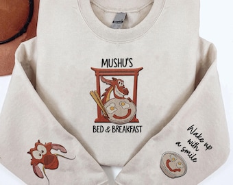Embroidered Disney Mulan Princess Mushu's Bed And Breakfast Poster Sweatshirt, Disney Mulan Princess Sweater, Disneyworld Family Trip