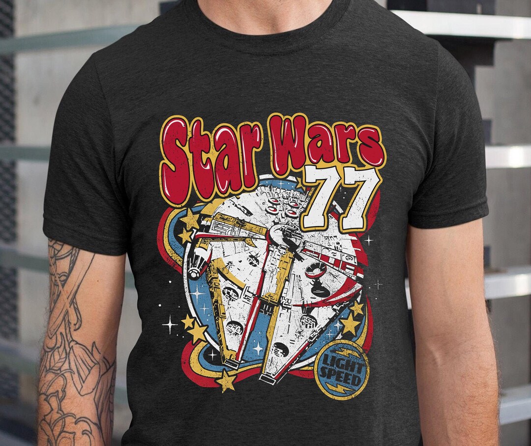 Star Wars Millennium Falcon Retro Lightspeed Logo T-Shirt