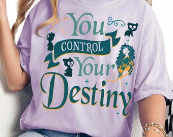 Koszulka Disney Merida "Ty kontrolujesz swój Destin", koszulka Disney Pixar "Merida Waleczna", koszulka vintage z księżniczką Meridą, pasujące stroje na wycieczkę do Disneylandu dla dziewczynek