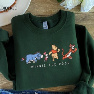 EMBROIDERED Winnie The Pooh Friends Sweatshirt, Pooh Tigger Eeyore Piglet,  Embroidery Sweatshirt, Walt  World Trip, Funny Gift