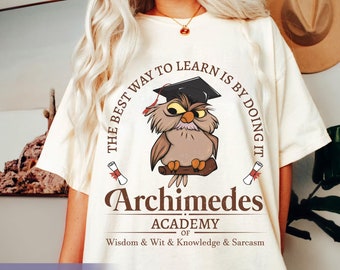 Archimedes Academy Knowledge Sarcasm Comfort Colors Shirt, Sword In The Stone Owl  T-shirt, 2026 Family Trip, Walt  World