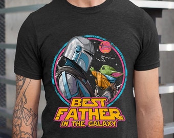Camiseta de Baby Yoda de The Mandalorian con Grogu, el mejor padre de la galaxia, colores cómodos, camiseta de Star Wars para papá, regalo del Día del Padre, viaje a Galaxy's Edge