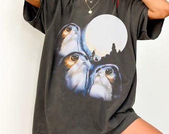Disney Star Wars Triple Moon Porg Shirt, Cute Porg Tee, Full Moon Silhouette Luke Skywalker Shirt, Galaxy’s Edge Gift, Disneyland Trip