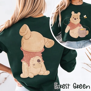 Dubbelsidig Nalle Puh med bi och honungskruka, söt Puh-tröja med handstående, Magic Kingdom, Disneyland-familjeresa, Puh-fanspresent
