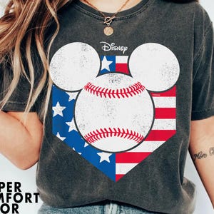 Disney Mickey Baseball Diamond Usa Flag Shirt, Sport Dad Mom Tee, Disneyworld Disneyland Family Trip Matching 2025