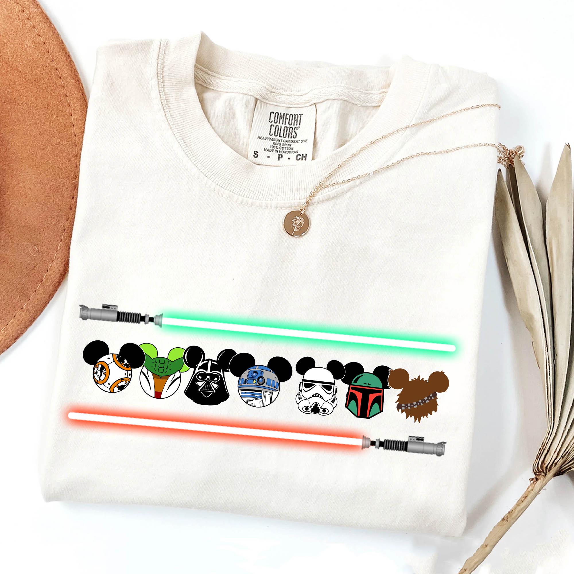 Star Wars Characters Mickey Ears Lightsaber Comfort Colors Shirt