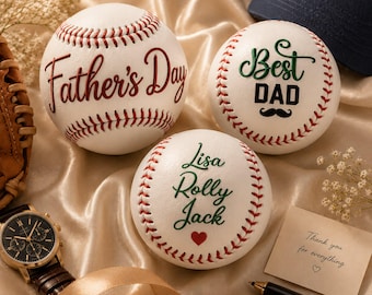 Custom Embroidered Baseball Dad Keepsake Ball, Fathers Day Gift From Kids, Personalized Fathers Day Gifts For Dad, Baseball Balls Gifts