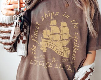 Disney Pirates Of The Caribbean Black Pearl Shirt, Cruise Lines Vintage Ship Tee, Finest Ships In The Caribbean, Disneyland Family Trip 2025